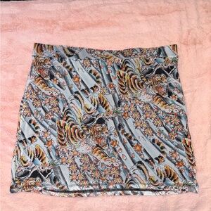 Ed Hardy Multicolor Tiger Print Mini Skirt